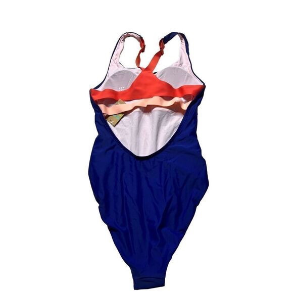 Title Nine Women's Blue Orange Swimsuit High Waist One Piece Swimwear XSmall - Picture 3 of 5